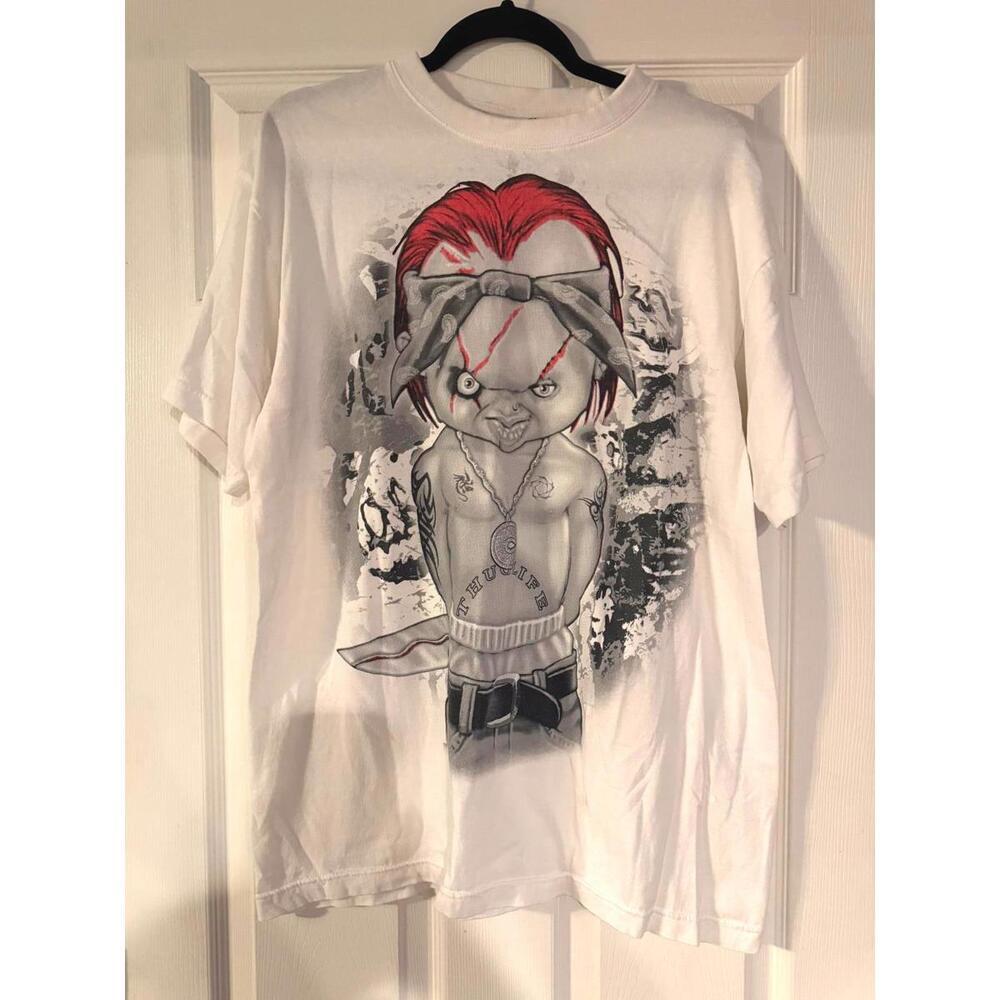 Y2K Chucky Thug Life Tupac Horror Movie Shirt Men's L T-Shirt